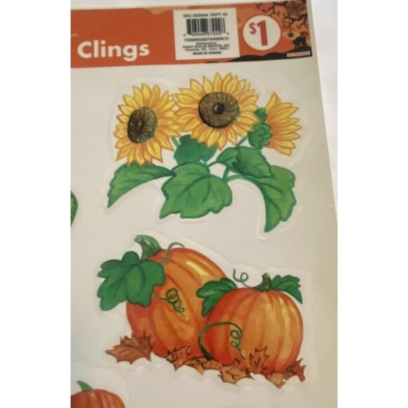 Fall Thanksgiving Window Clings Lot 4 Sheets Pumpkins Turkeys Vinyl 2010 Taiwan - Picture 6 of 16